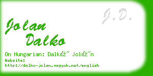 jolan dalko business card